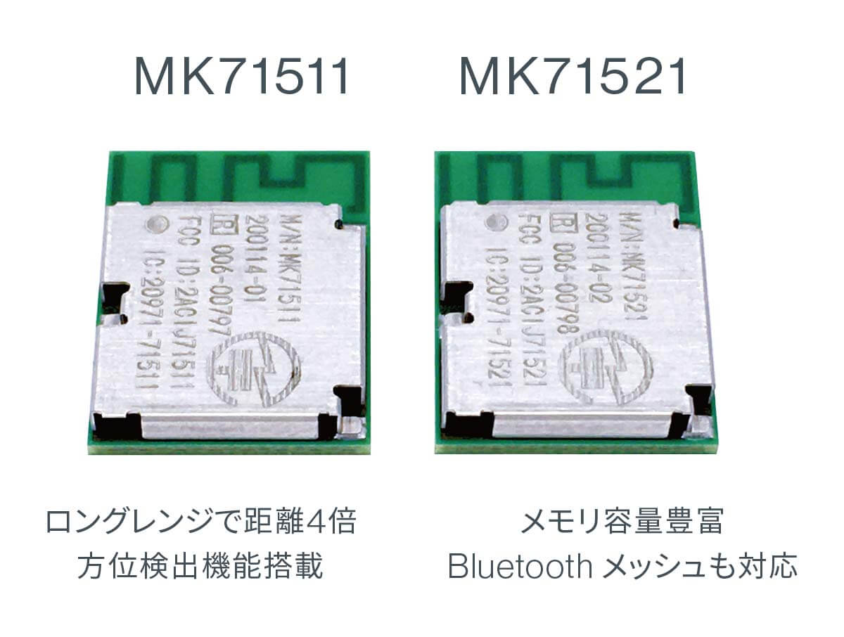 MK71511 ロングレンジで距離4倍 方位検出機能搭載、MK71521 メモリ容量豊富Bluetooth メッシュも対応