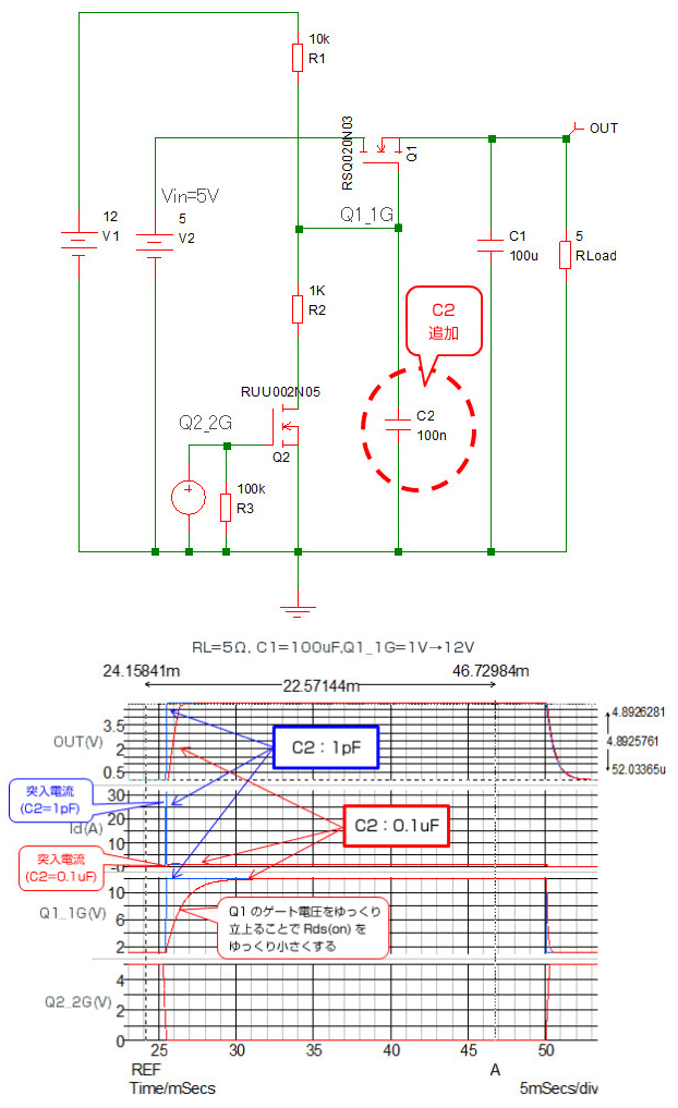 Nch MOSFET ロードスイッチ等価回路図