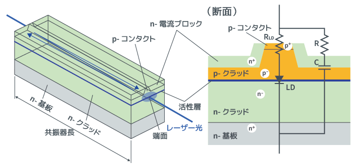 レーザーダイオードのチップ構造